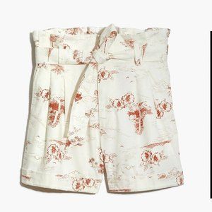 MADEWELL linen Paradise Toile print paperbag shorts - NWT